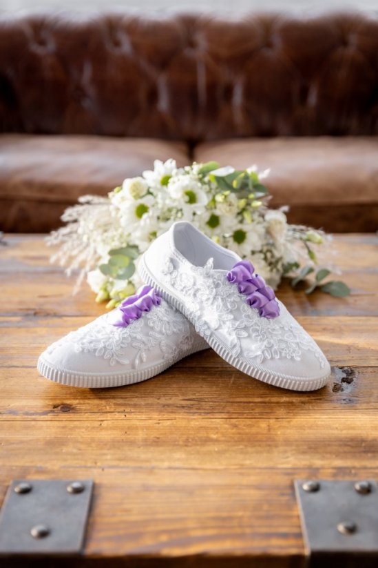 Svatební tenisky - Barva tkaniček: Pudrová, Velikost boty: 39