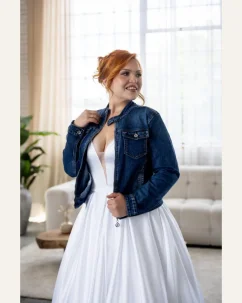 Tmavá svatební jeansová bunda