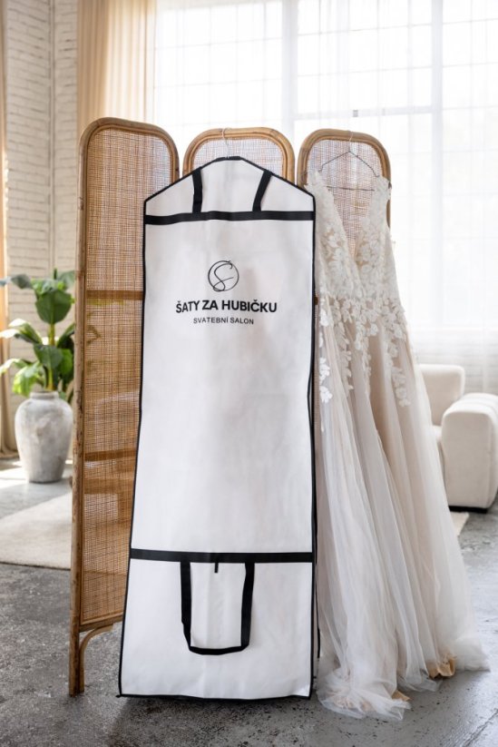 Obal na svatební šaty s poutky - Barva: Bílá, Velikost: Univerzální