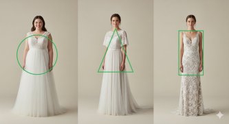 Svadobné šaty podľa typu postavy: Jablko, hruška, obdľžnik
